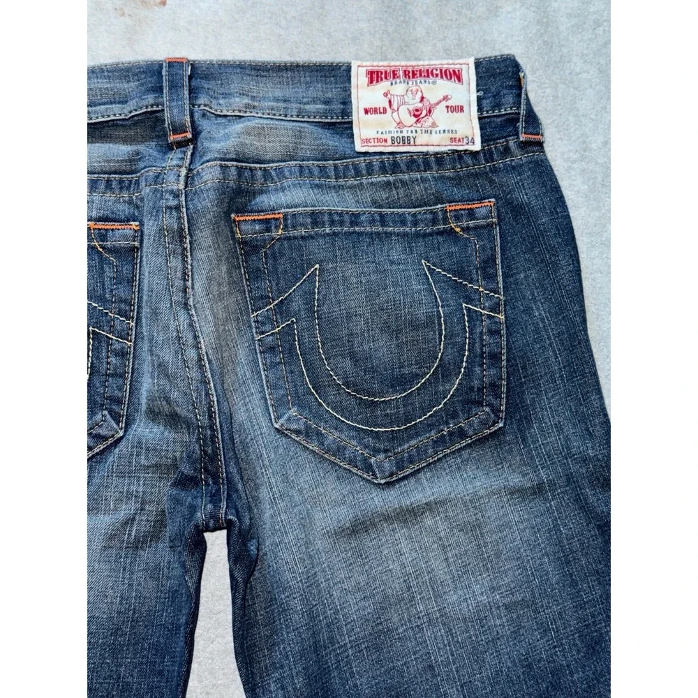 True Religion Jeans Men's‎ Bobby Blue Denim Straight Leg Stretch Size 38